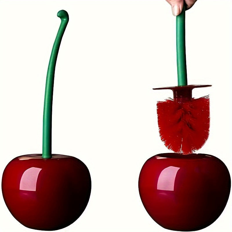 Cherry-Shaped Toilet Brush Set with Long Handle and Holder for Bathroom Cleaning