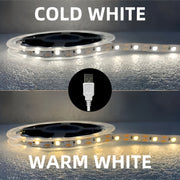 Светодиодная лента USB для подсветки телевизора и домашнего декора, гибкая лента (5В) в белом/теплом белом цвете для спальни, шкафа, кухни DIY - можно резать, самоклеящаяся, не требует батареек - длина