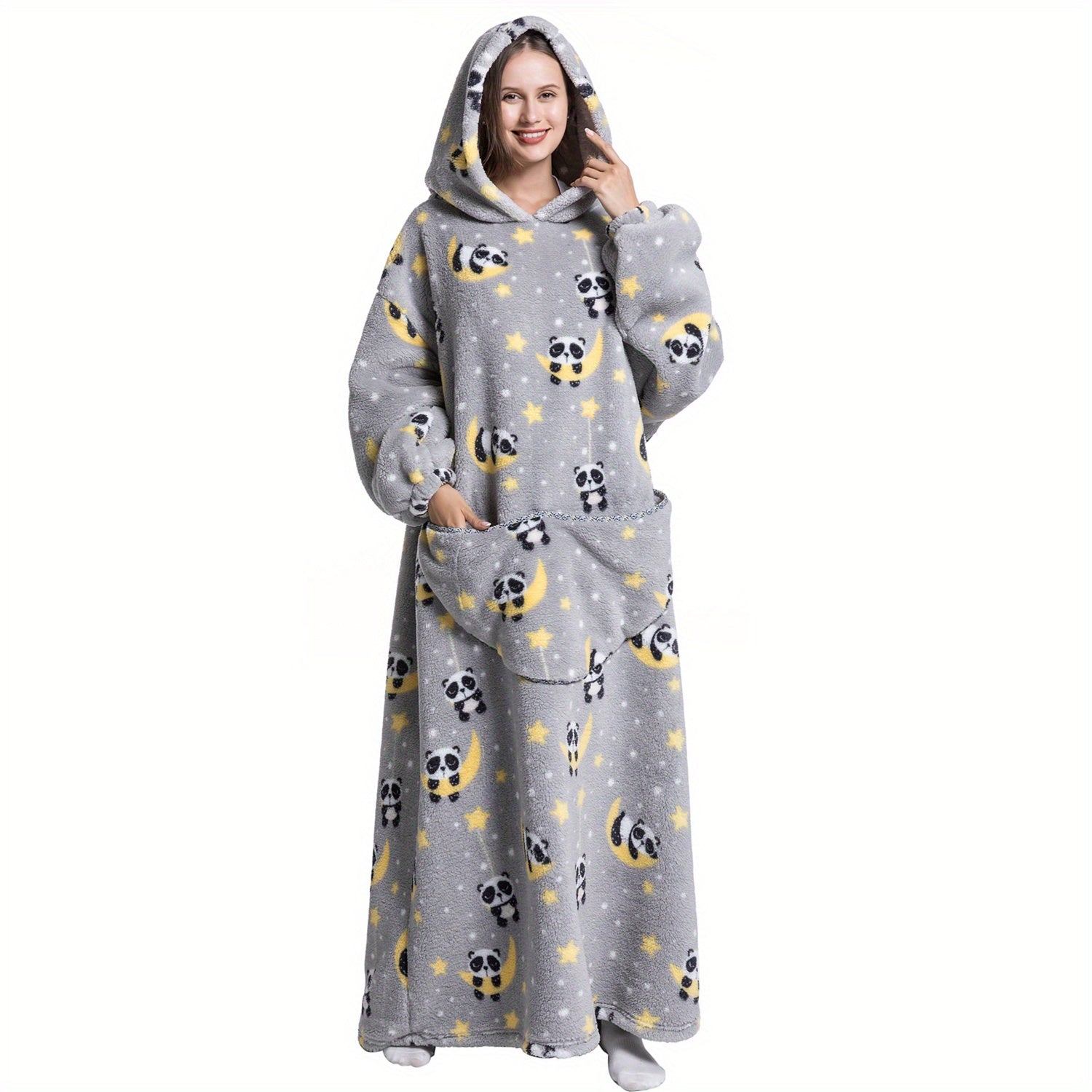 Oversized Hooded Blanket Sweatshirt for Women and Men Sherpa Fleece Warm Wearable Blanket