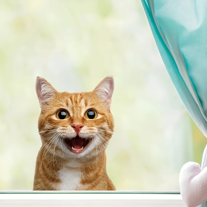 Cute Cat Window Sticker 8Mil PVC Self-Adhesive Decor for Glass Fridge Bathroom