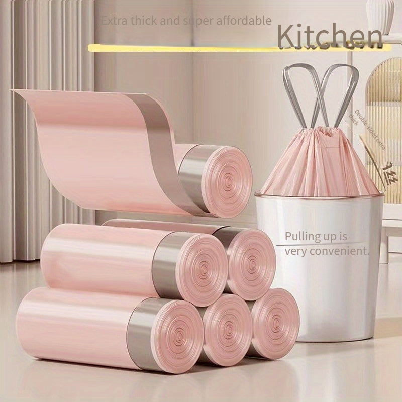 70 Heavy-Duty Garbage Bags with Drawstrings for Kitchen and Household Use