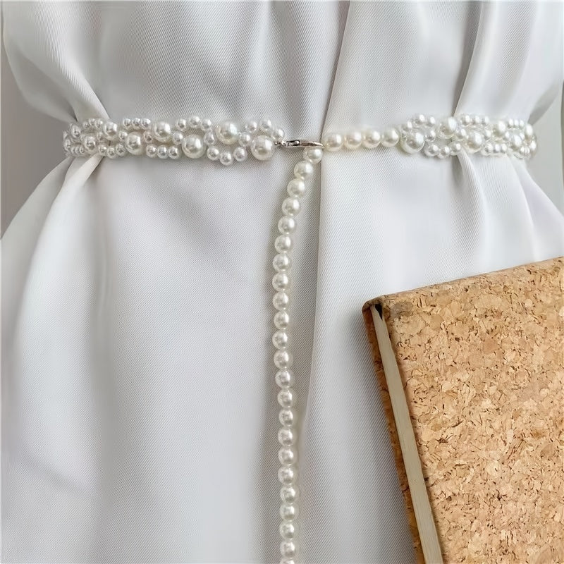Women's Faux Pearl Waist Belt for Weddings and Special Occasions