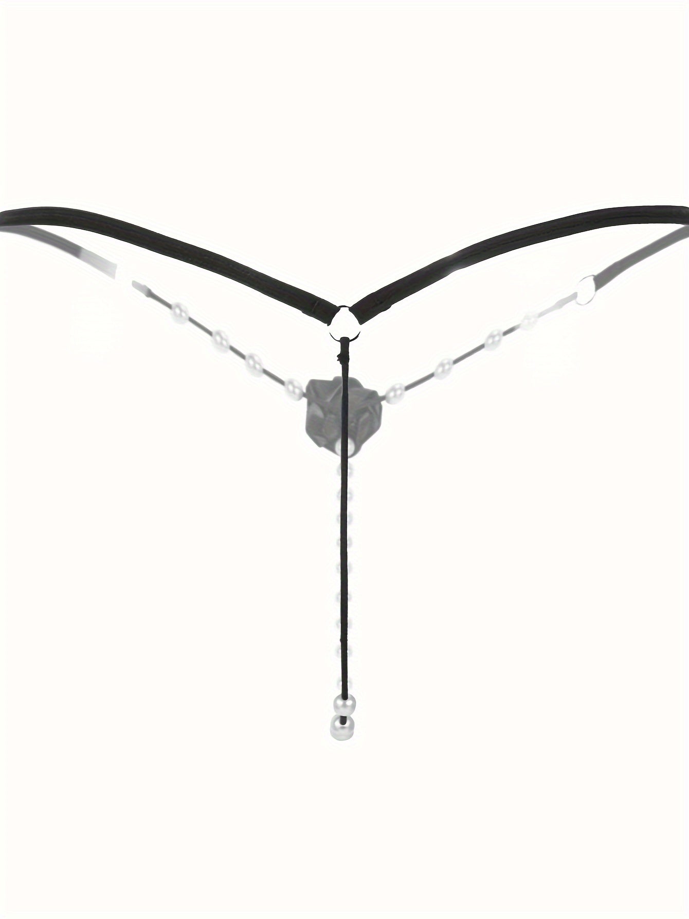 Women's Floral Patch Thongs with Faux Pearl Embellishments Low Waist Open Crotch Lingerie