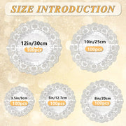 Pack of 100 Silver Lace Round Paper Doilies for Desserts and Events
