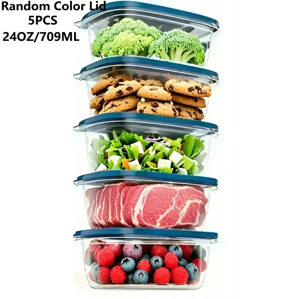 Многоразовые пластиковые контейнеры для хранения продуктов с крышками, упаковка 5 или 12, без BPA, для фруктов, овощей, мяса и круп