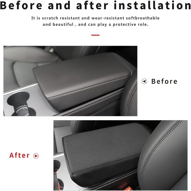 Черная крышка подлокотника из искусственной кожи PU для Tesla Model 3/Y, центральная консоль