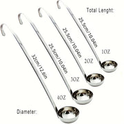 Set of 4 Stainless Steel Soup Ladles 1oz-4oz with Pouring Rims and Metal Handles