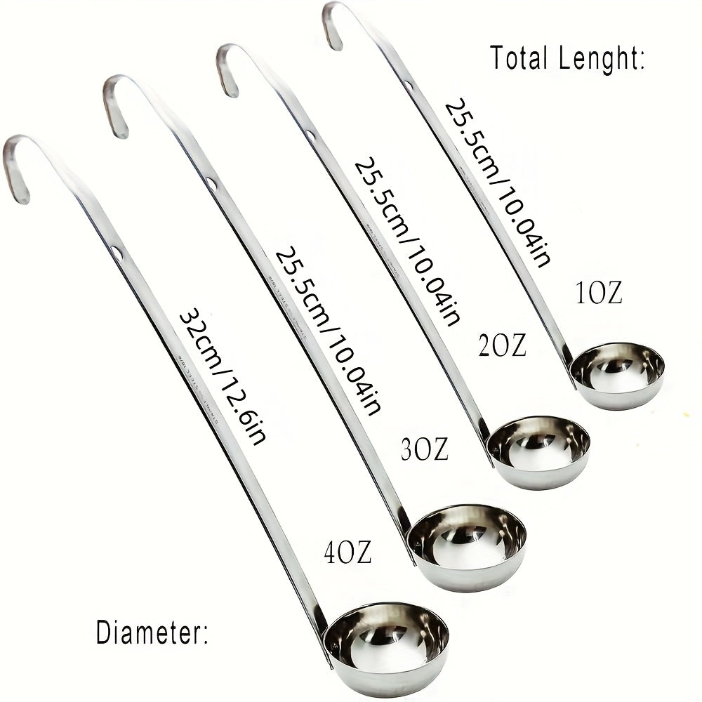 Set of 4 Stainless Steel Soup Ladles 1oz-4oz with Pouring Rims and Metal Handles