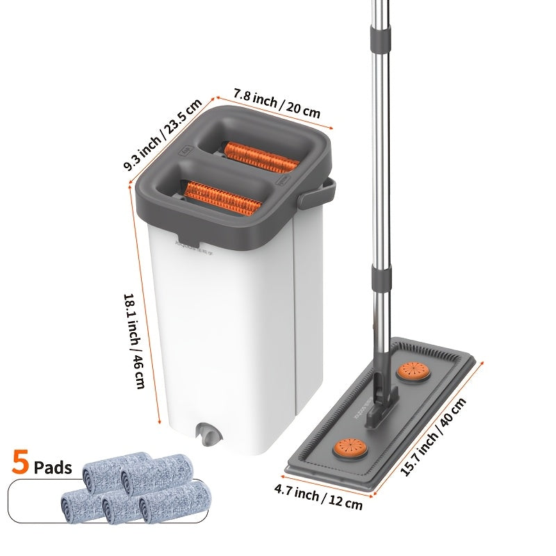 2-in-1 Wet and Dry Flat Mop for Kitchen Bathroom Living Room Durable PP