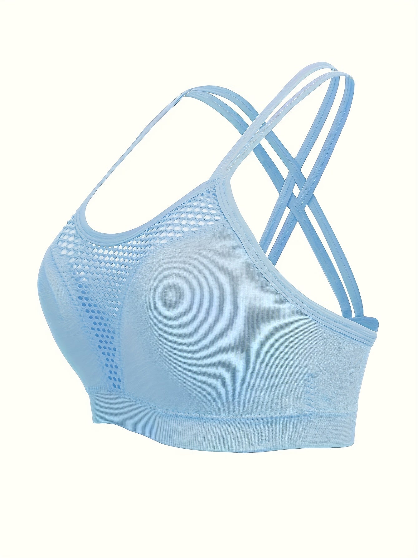 Women's Breathable Workout Sports Bra with Adjustable Straps and Cross-Back