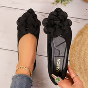 Women's Red Floral Pointed Toe Flat Shoes Spring Casual Comfort