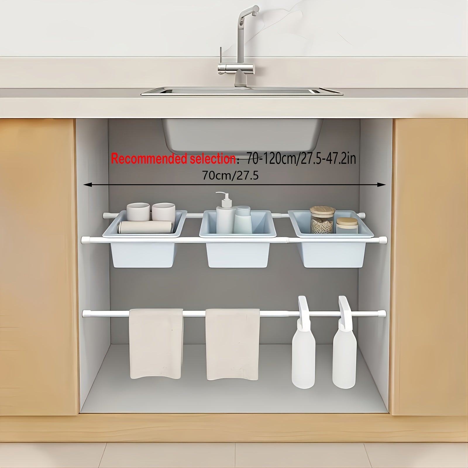 Adjustable Telescopic Spring Rod for Door Window Bathroom Clothes Drying