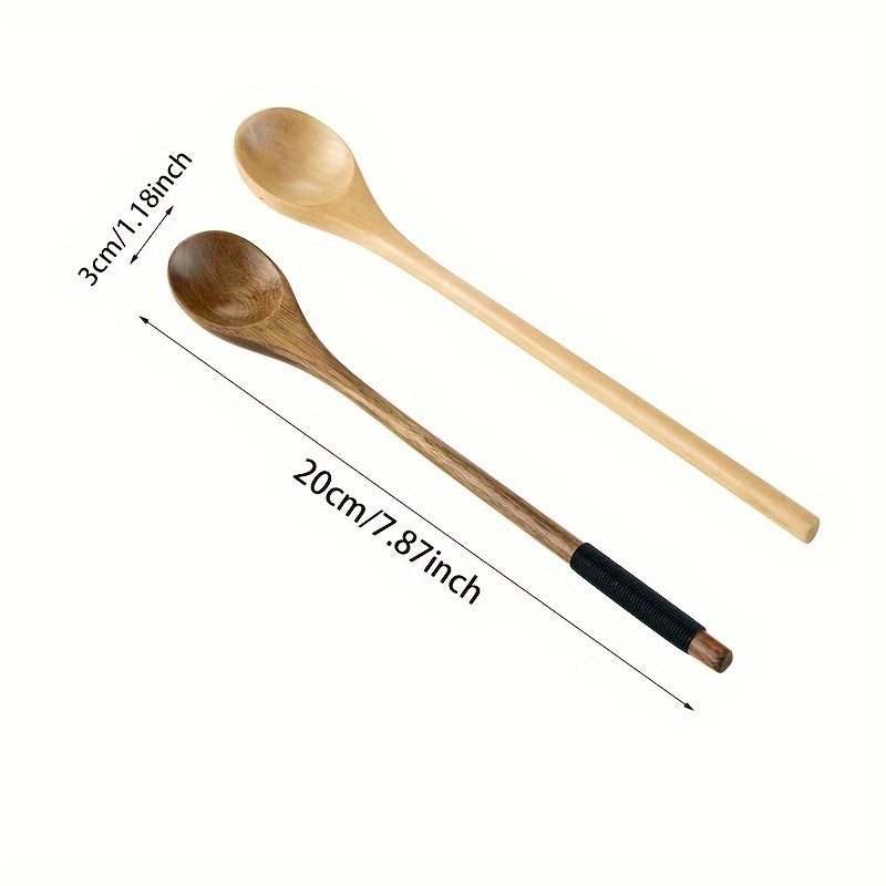 Japanese-Style Honey Stirring Spoon with Twisted Round Wooden Handle