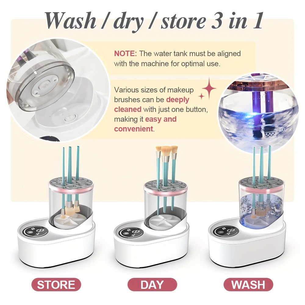 Set de limpieza eléctrica de brochas de maquillaje con luz UV, temporizador, USB y limpieza profunda