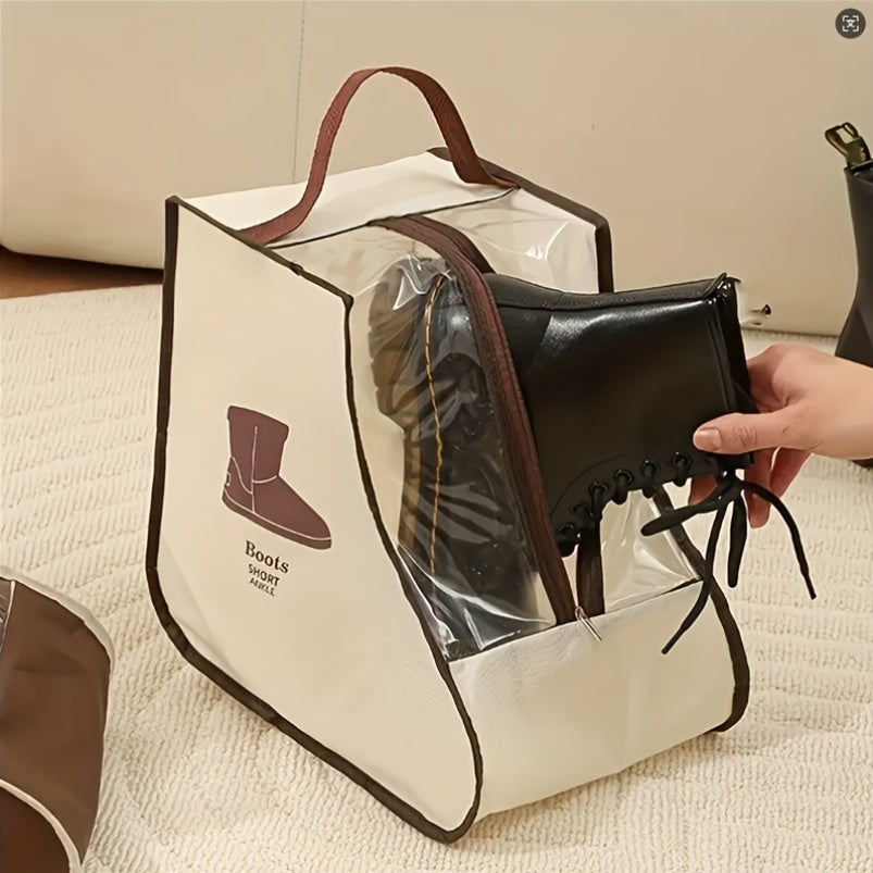Fabric Shoe Storage Bag with Transparent Dustproof Moisture-Proof for Long and Ankle Boots