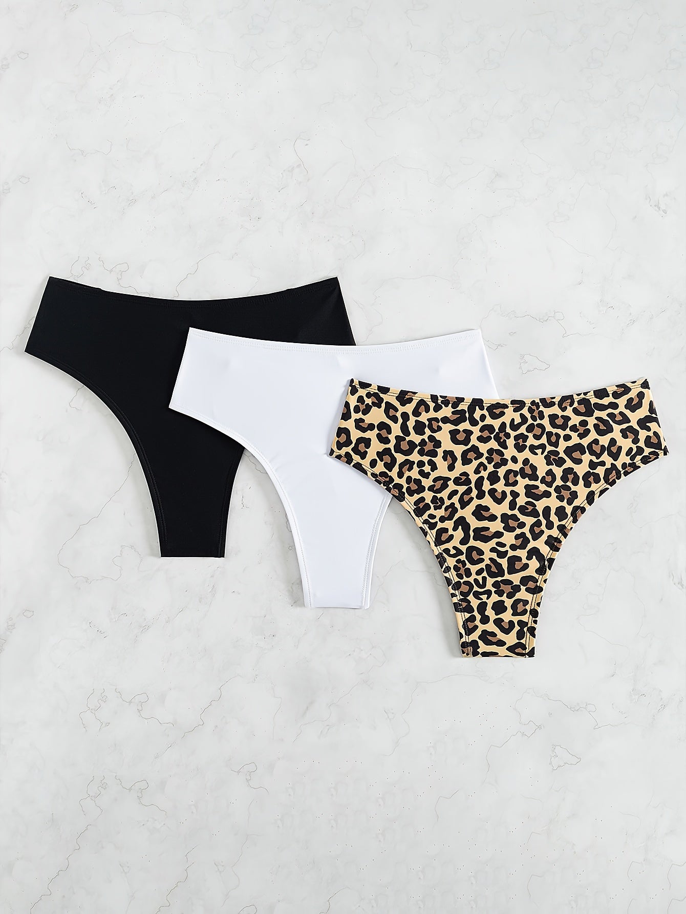 Women's High Stretch Nylon Thongs Solid Color Ruched Pack of 3