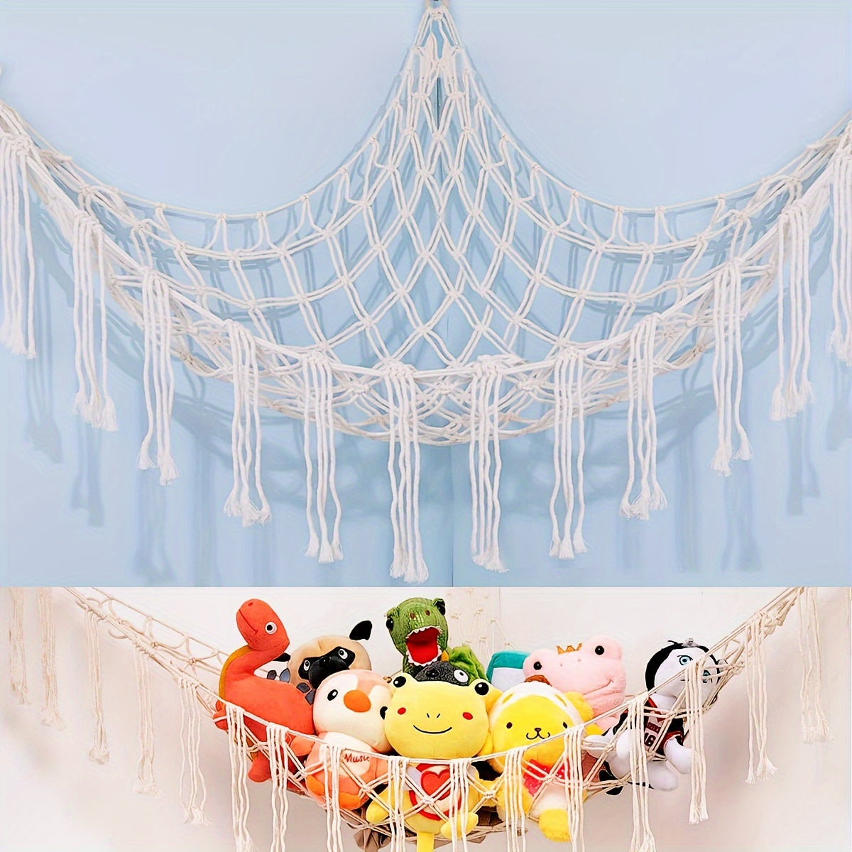 Plush Toy Storage Hammock Corner Organizer for Plush Toys Hats Socks