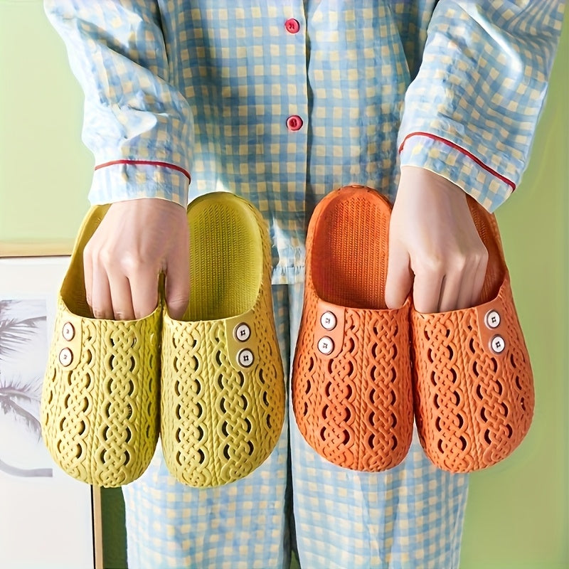 Women's Summer Breathable Anti-slip Hollow Slides for Home and Outdoor