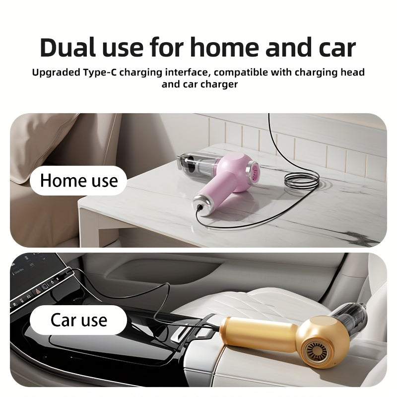 High-Speed Handheld Car Vacuum Cleaner with LED Indicator and Strong Suction