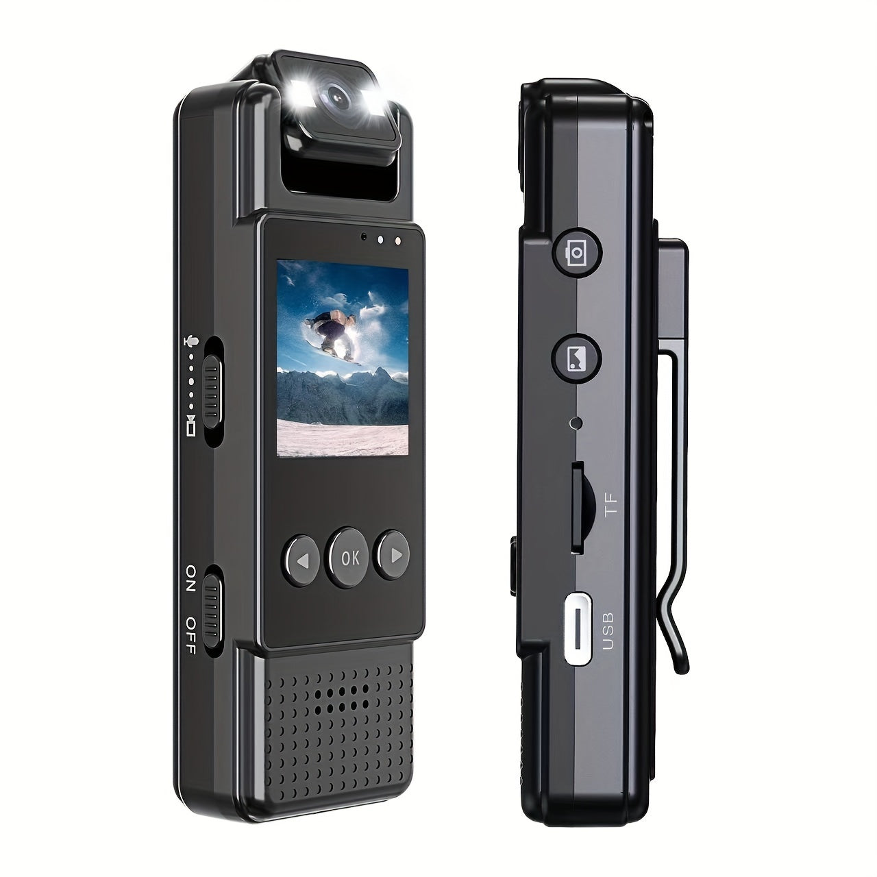 1080P Full HD носимая экшн-камера с аккумулятором 1200 мАч, ночное видение, зажимной дизайн