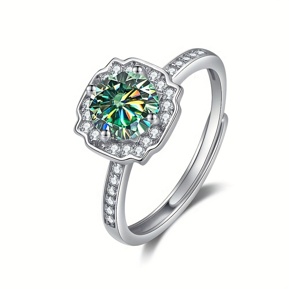 Sterling Silver Jewelry Set with Moissanite Earrings Necklace and Ring in Multiple Colors