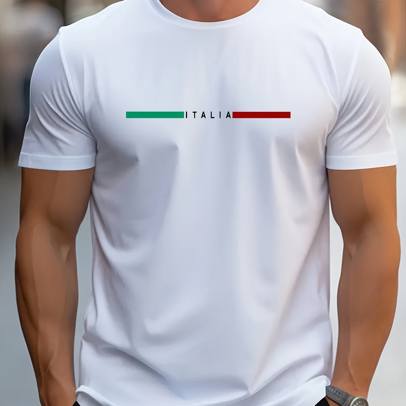 ITALIA Print Erkaklar uchun Yozgi Tashqi Sport T-shirt