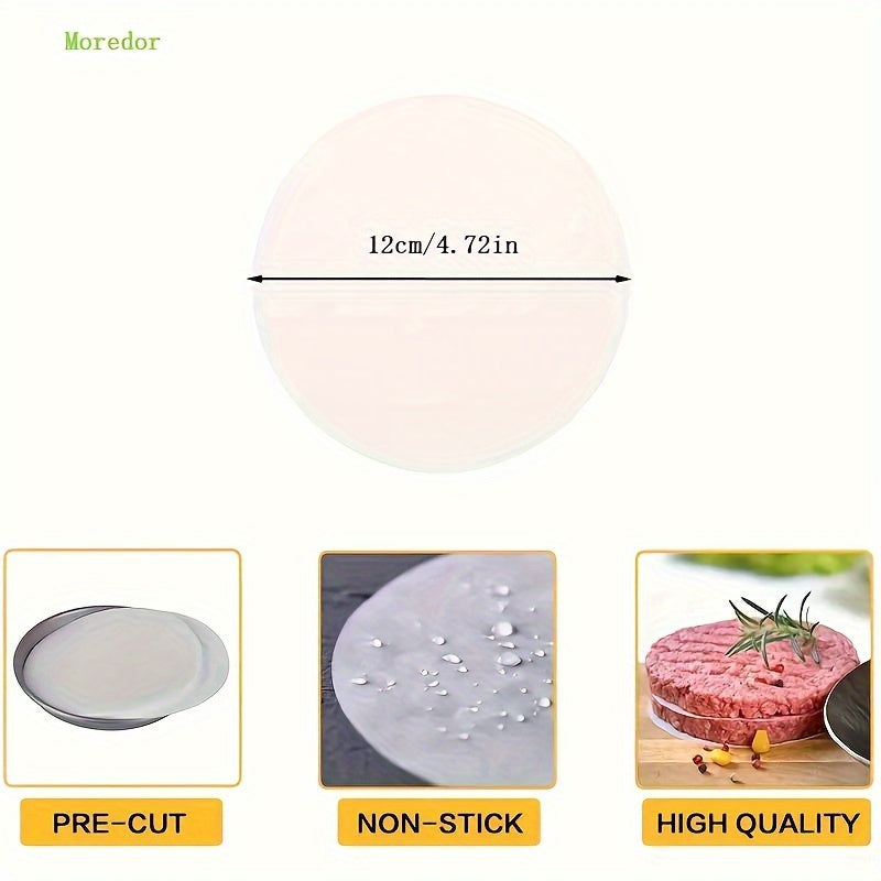 12.5cm dumaloq yopishmaydigan pishirish qog'ozlari varaqalari, oq, 100 dona, burgerlar va pechenelar uchun doiralar