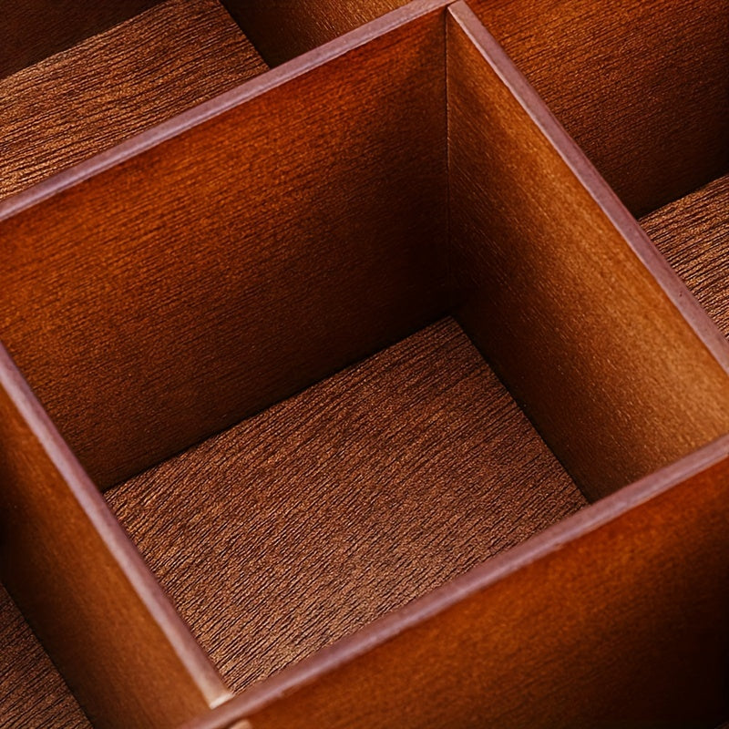 Black Wooden Tea and Jewelry Storage Box with Drawer and Lid