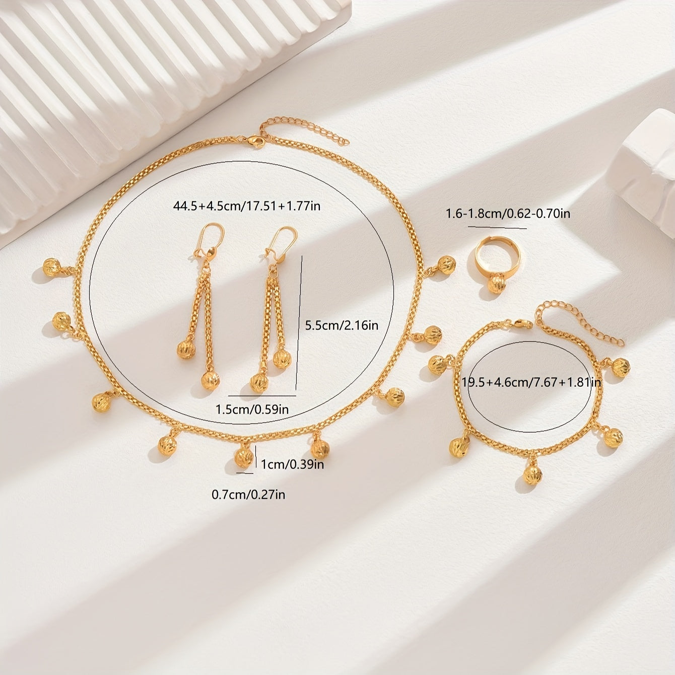 Vintage-Inspired Jewelry Set with Beaded Necklace Earrings Bracelet for Weddings and Parties