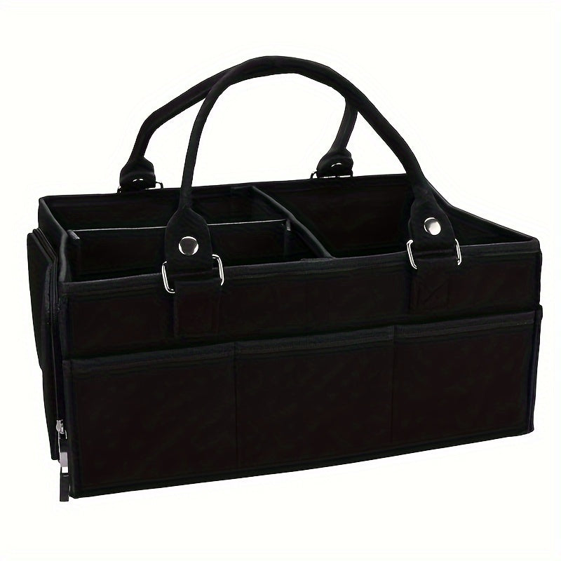 Фетровая сумка для подгузников с просторным хранилищем, боковыми карманами и застежкой на молнии - идеально подходит для организации подгузников