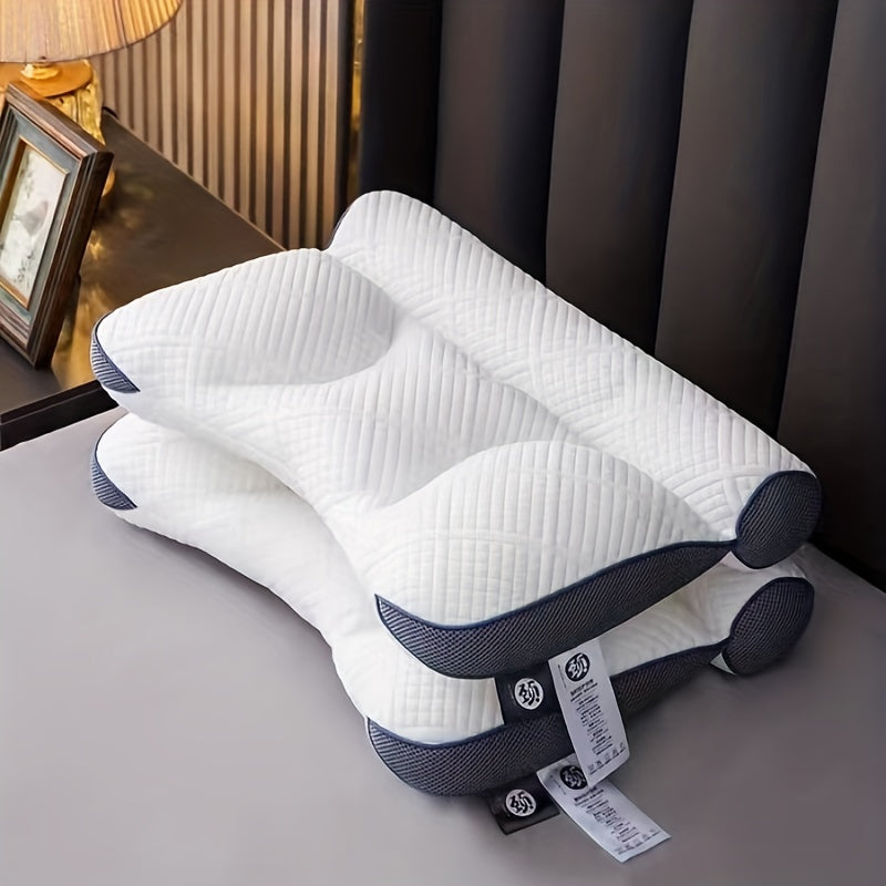 Neck Support Pillow for Spine Alignment and Comfort in White Polyester Fill