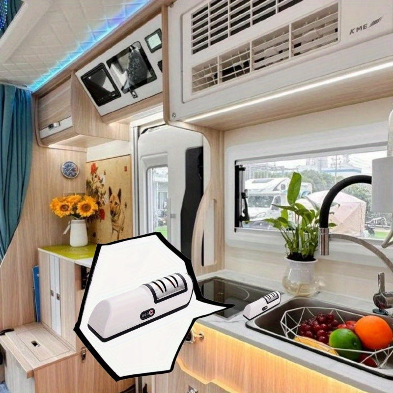 Compact electric knife sharpener for RV kitchens small easy to store fully automatic kitchen use