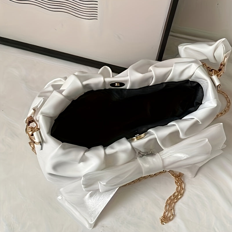 Элегантная сладкая сумка на плечо с бантом и магнитной застежкой для женщин в черном и белом