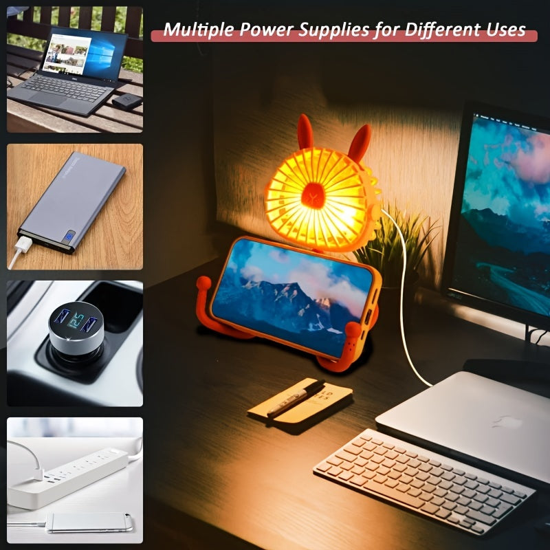 Portable USB Fan with Flexible Stand and Clip-On Design for Strollers Beds and Desks