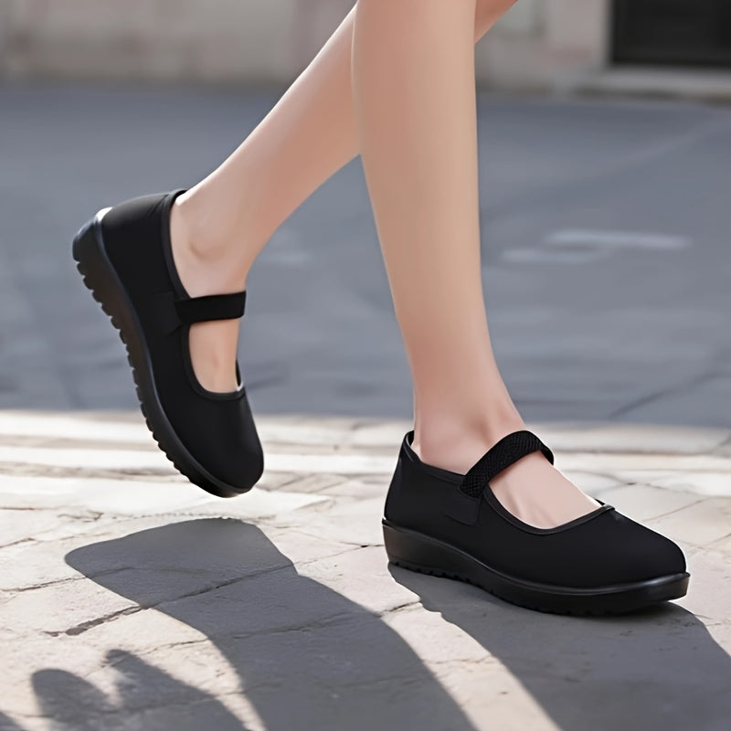 Ayollar uchun slip-on poyabzal qora, kundalik va rasmiy, qulay, yostiqlangan ichki qism