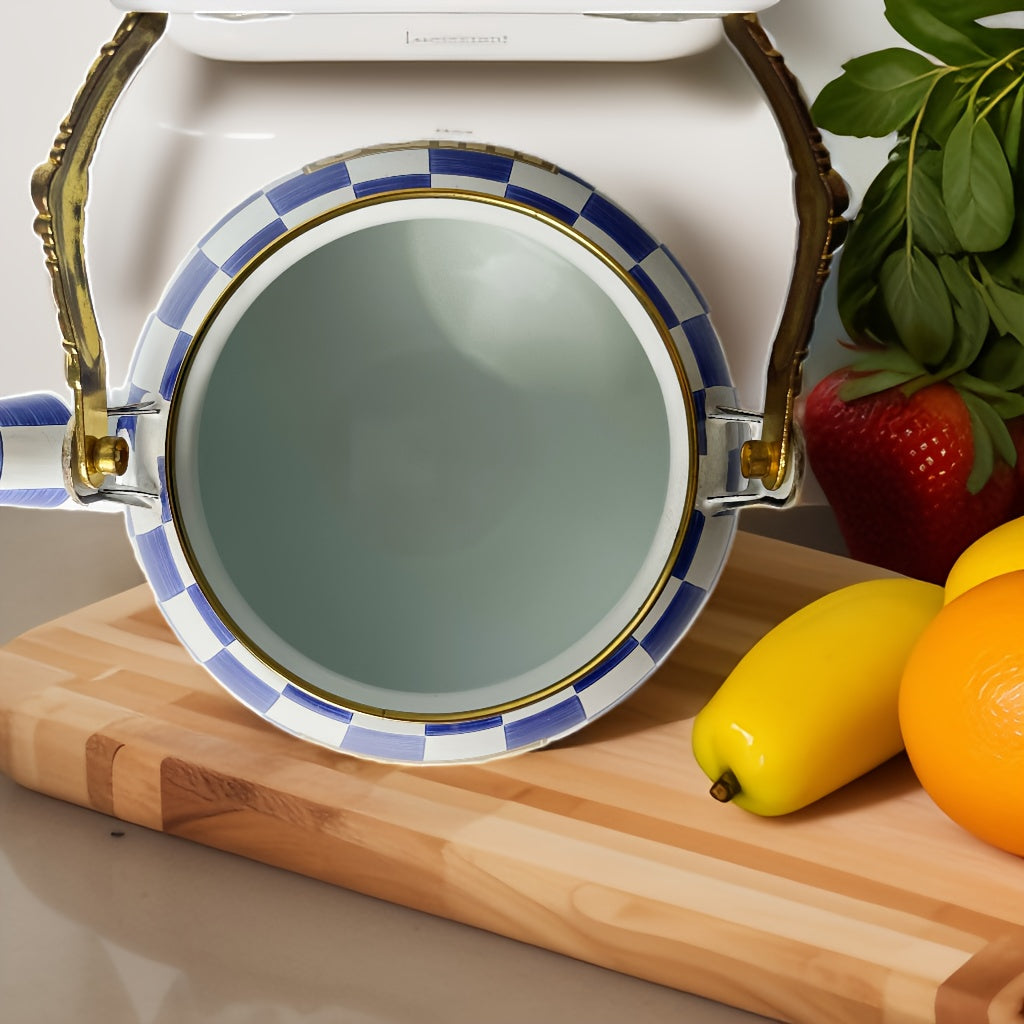 Enamel Soup and Stew Stockpot Set 2.8L Thick Grid Design Cookware