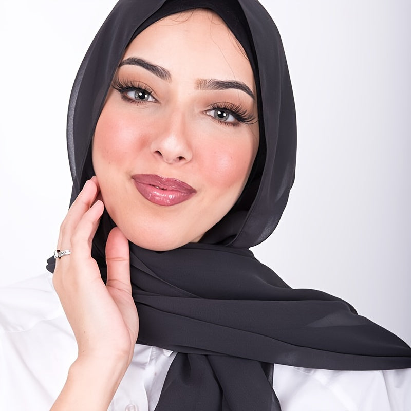 Ayollar uchun toza rangli chiffon hijab sharf, yumshoq, engil va ko‘p maqsadli bosh yopishqoq