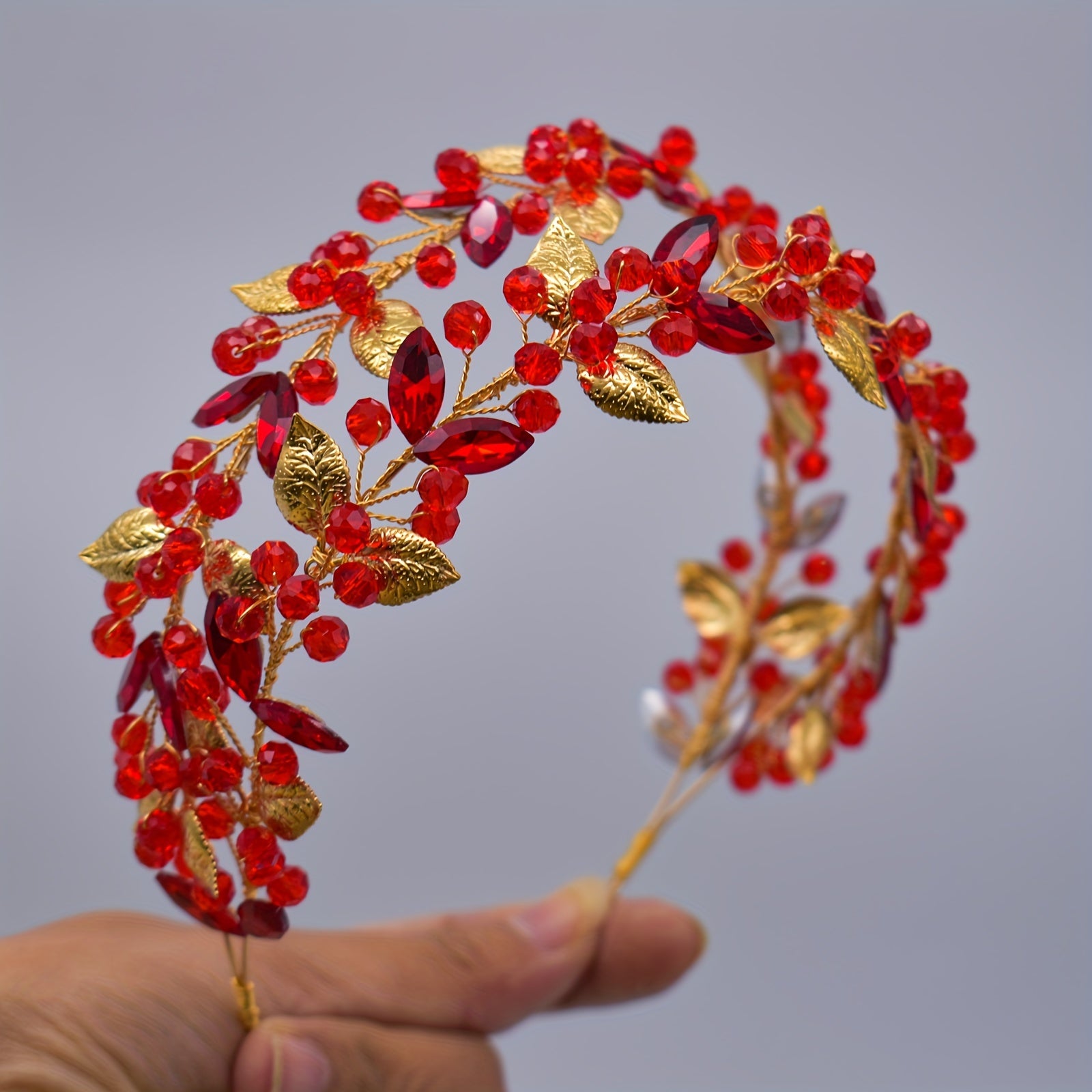 Crystal Headband Tiara for Women in Red Green and Blue for Weddings Proms and Parties