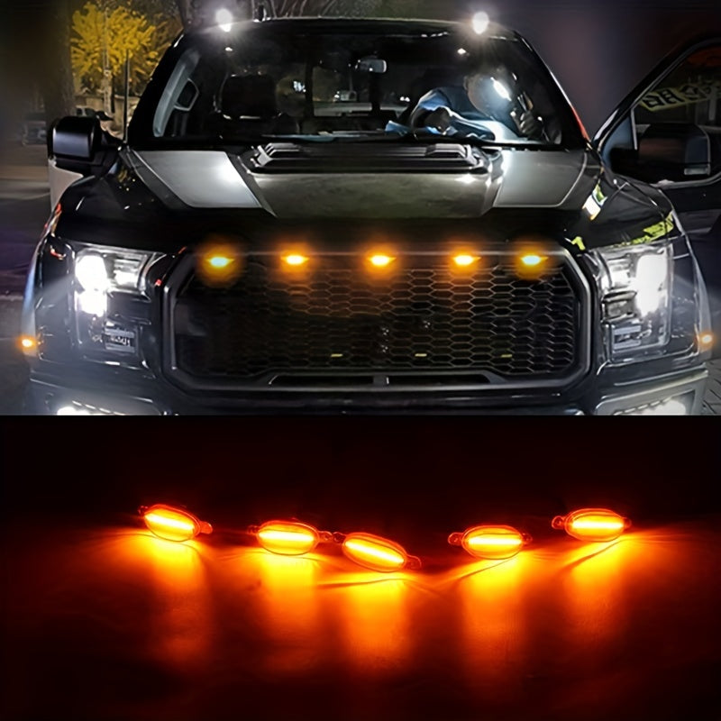 Luz de parrilla LED de ámbar ahumado universal para coche, decoración para SUV, camión pickup y todoterreno