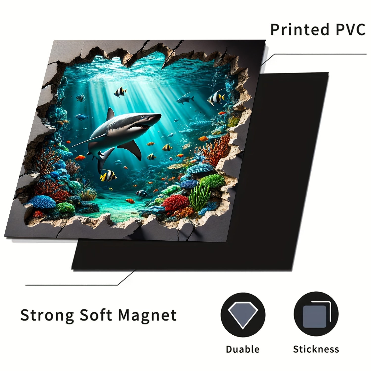 Vinil Magnit Idish Yuvish Qopqog'i - Suv Ostida Shark Sarguzashtini Taqdim Etadi - Suvga Chidamli, Isiga Chidamli, Tozalash Oson. Quvvat Talab Qilmaydi. Portret Yo'nalishi. Oshxonada Muzlatgich Eshigi Dekoratsiyasi Uchun To'rtburchakli Stiker.
