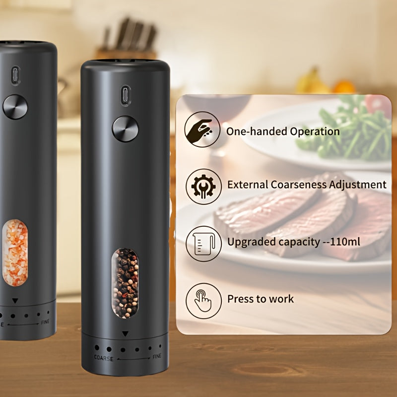 Fully automatic electric pepper grinder ceramic grinding core adjustable five levels spice coarseness food-safe materials Type-C fast