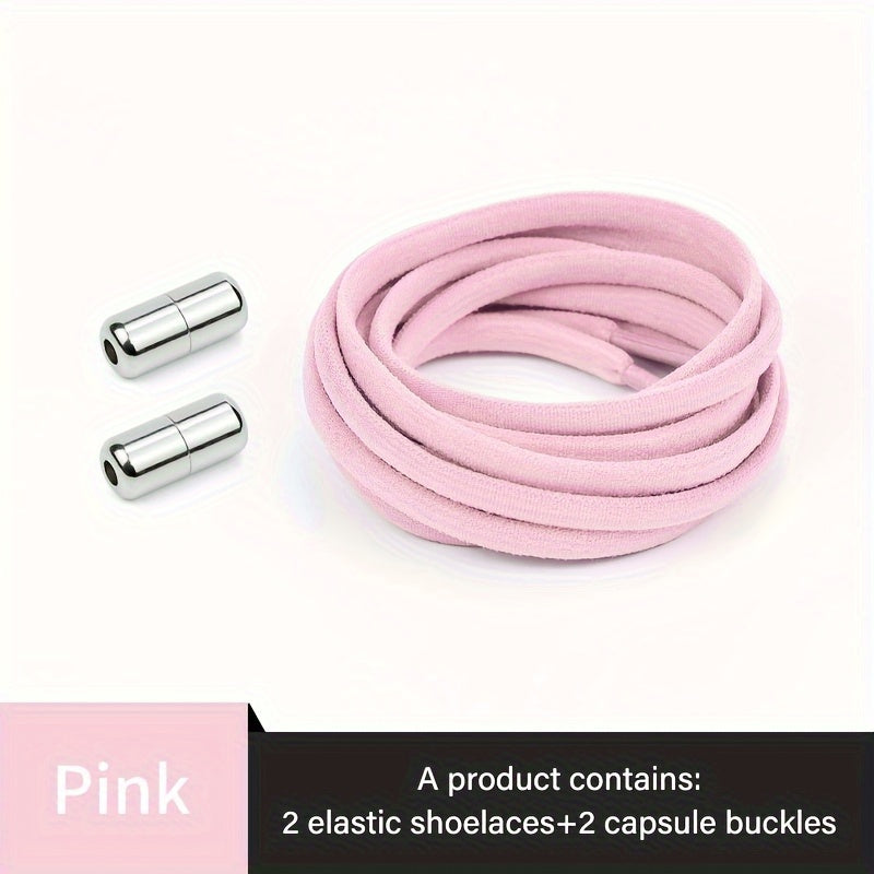 Unisex Elastic No-Tie Shoe Laces with Metal Buckle Quick Fasten Solid Color