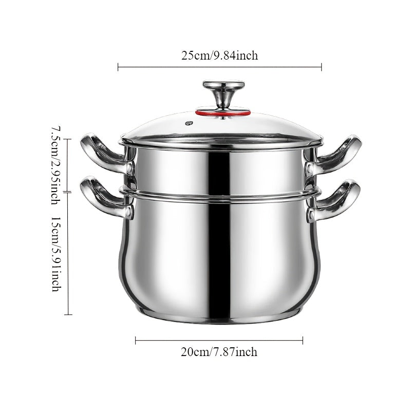 Stainless Steel Cookware Set with Steamer and Noodle Pot Dishwasher Safe for Gas Electric Stoves