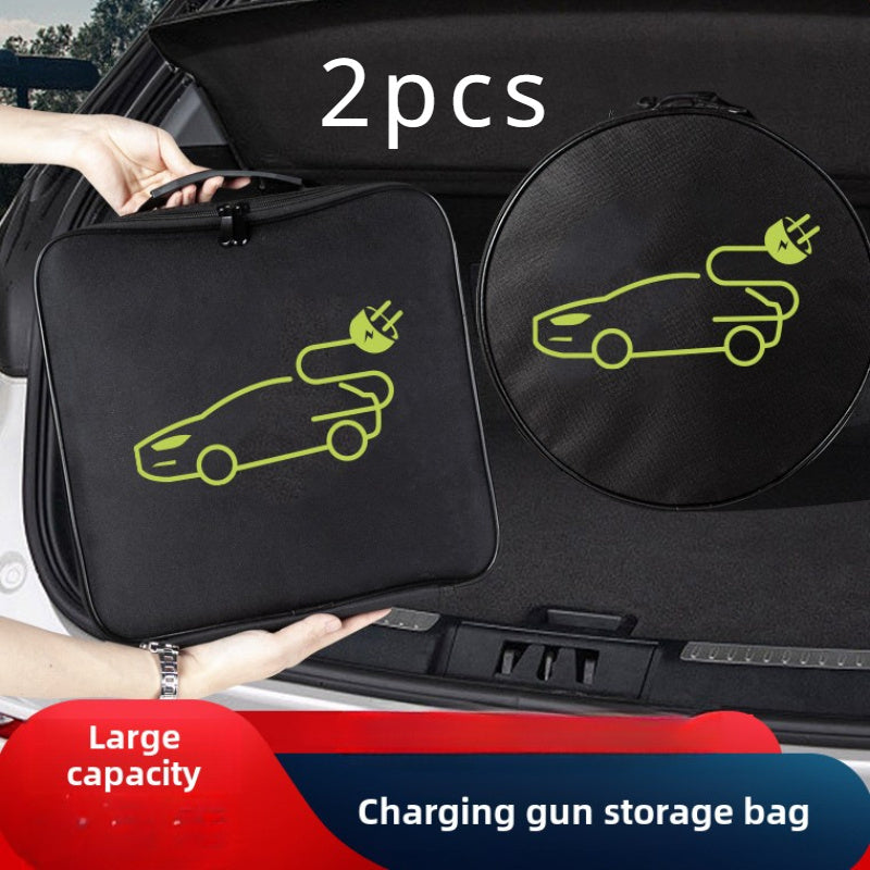 Storage Bag for 2 EV Charging Guns Waterproof Charger Storage Bag