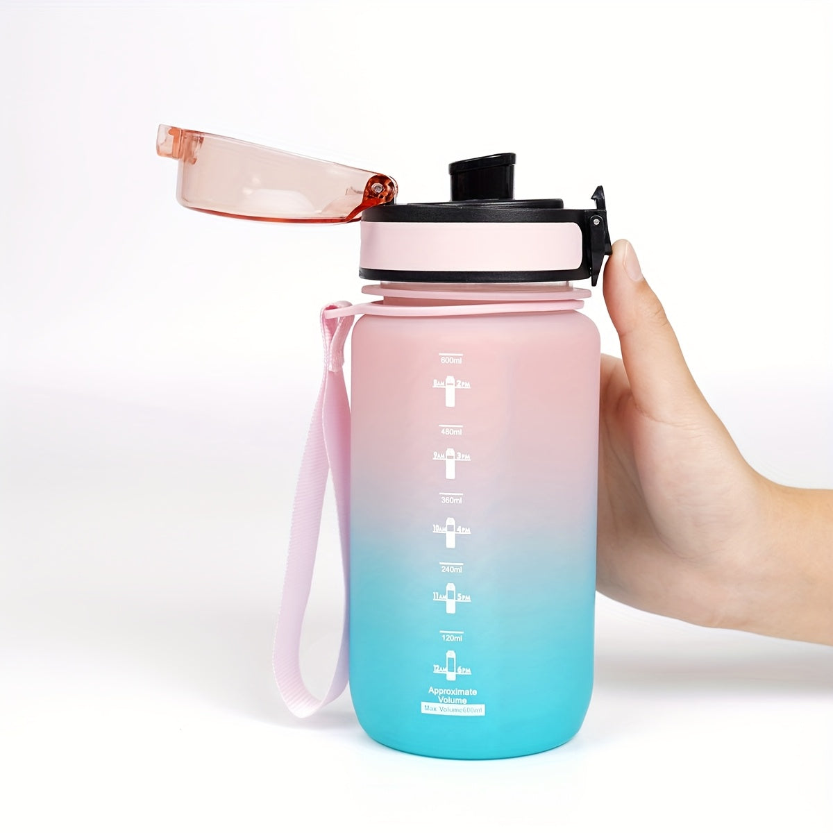 Outdoor Sports Water Bottle 600ml 750ml 1000ml Leakproof with Braided Rope and Cup Cover