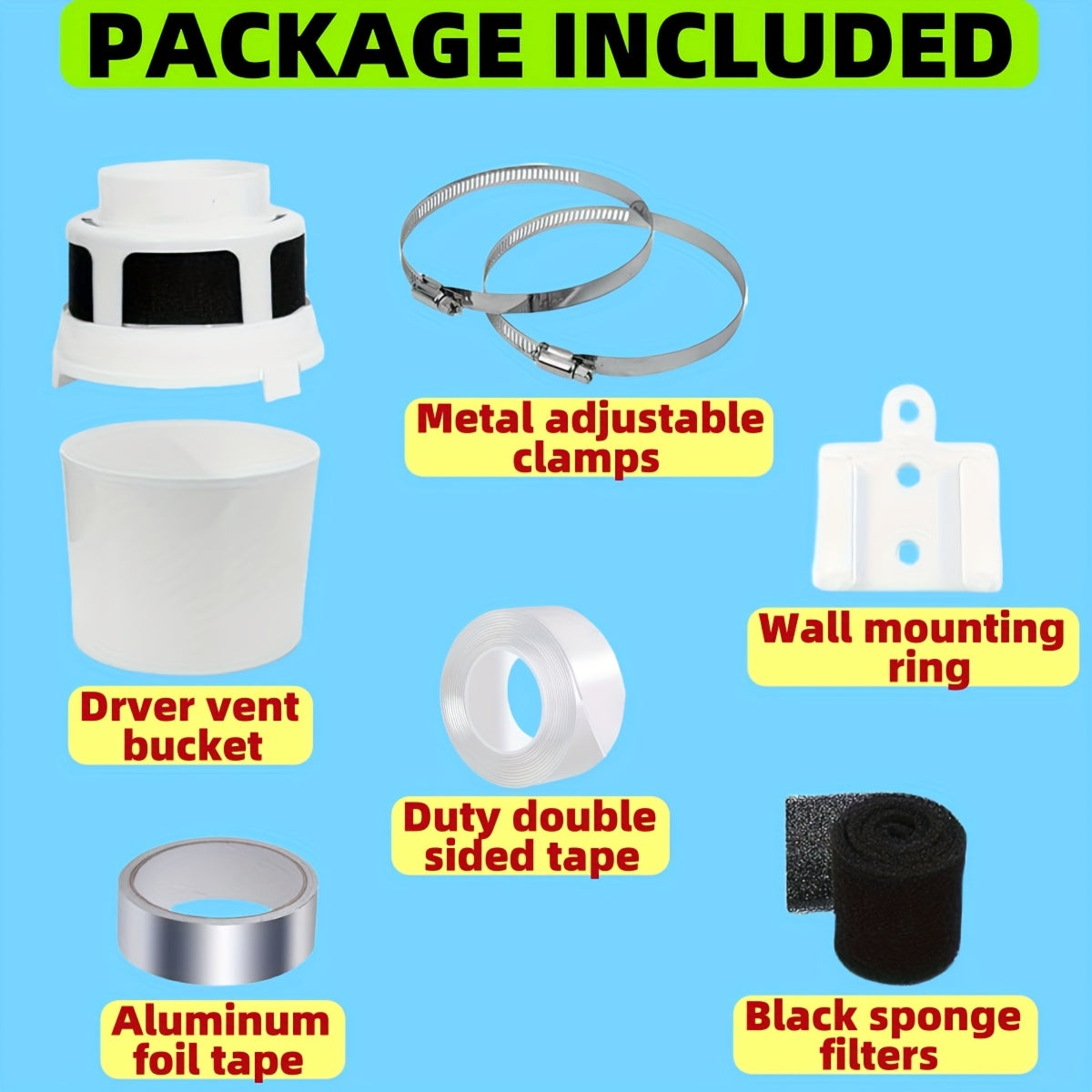 4-Inch Premium Dryer Lint Trap Kit Flexible Foil Tubing with Filter Sponge