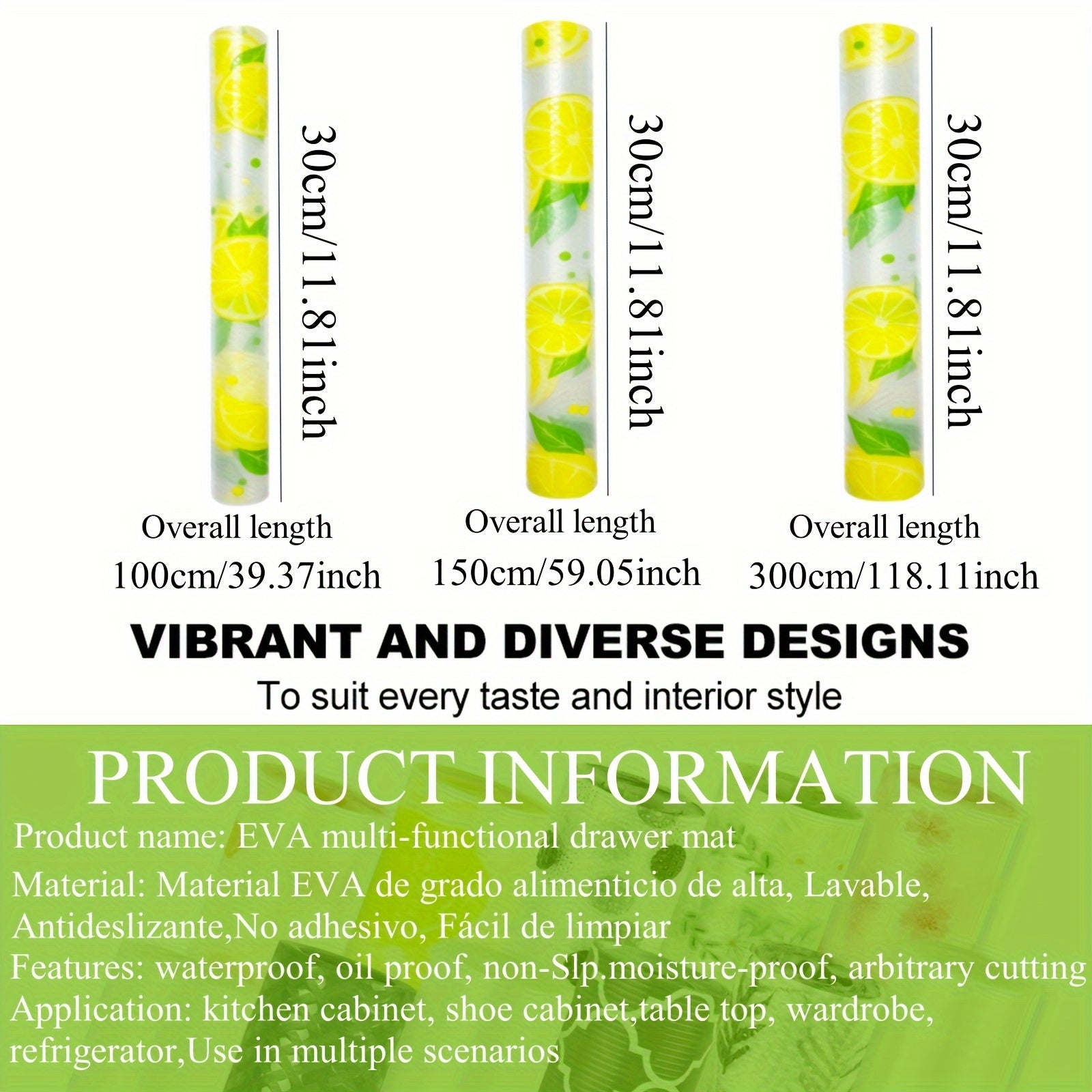 EVA Shelf Liner Roll Non-Slip Durable Kitchen Drawer Cabinet Mat for Home Use