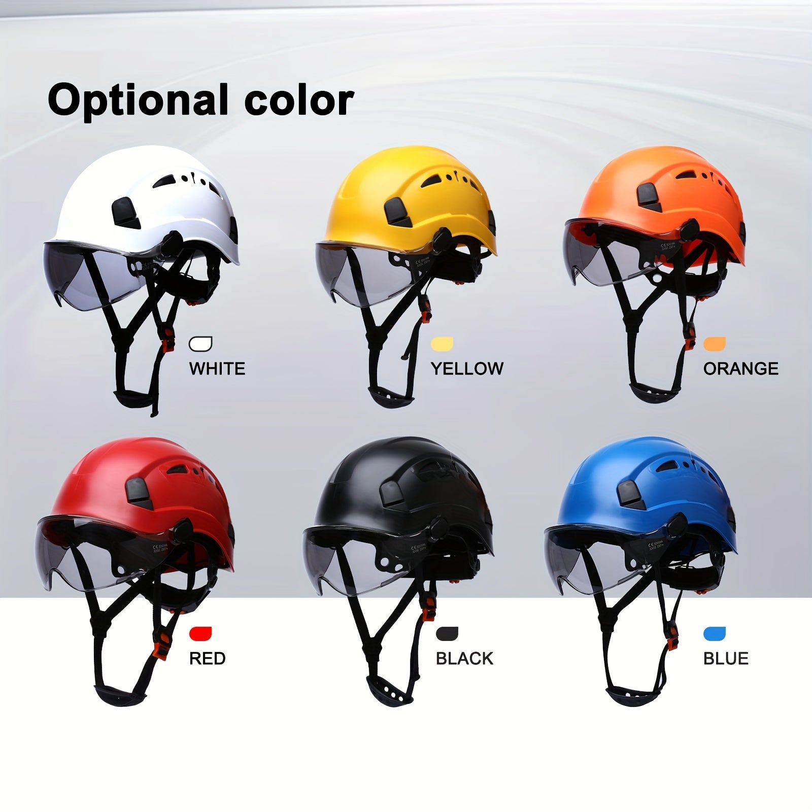 Safety Helmet with Built-in Goggles ABS Hard Hat for Construction Cycling Climbing Adjustable Ventilated