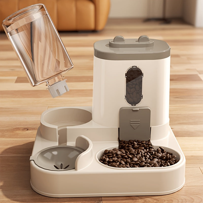 Automatic Cat Feeder and Water Dispenser Non-Electric Plastic Food and Water Station