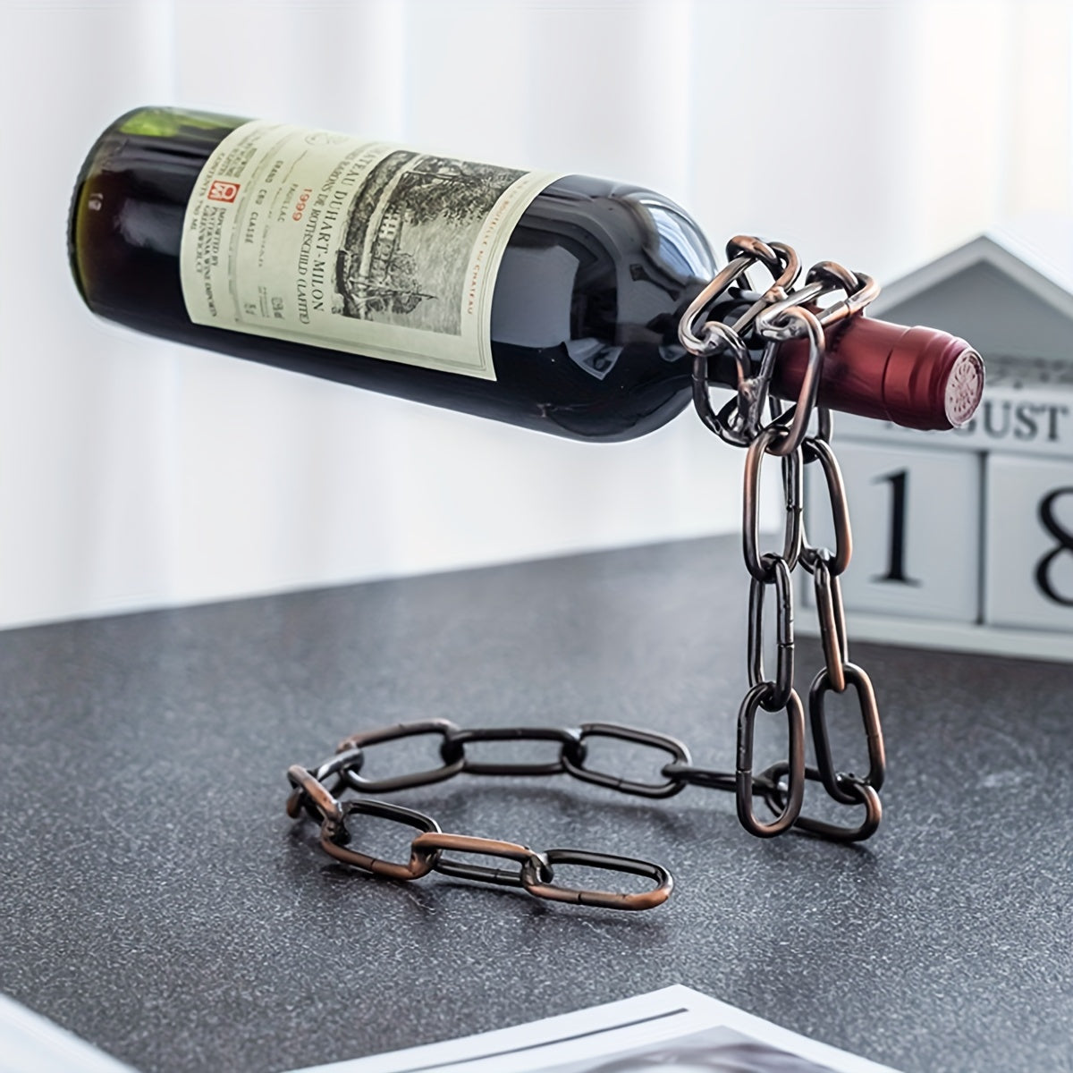 Iron Chain Wine Bottle Holder Decorative Hanging Rack Modern Home Decor
